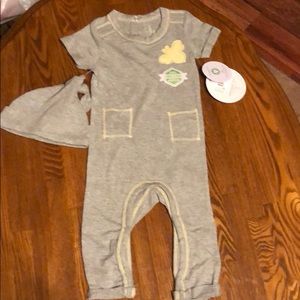 Burt’s Bees Baby patch pocket coverall with hat.